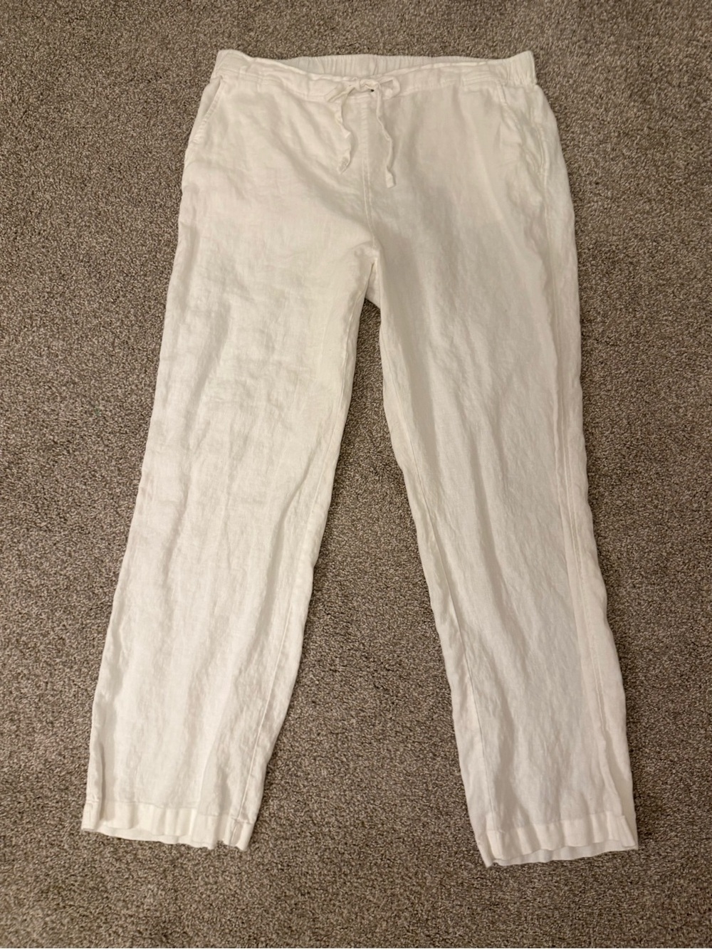 Vince Camuto White Elastic/Drawstring Waist Linen Pants Size Large GUC - Picture 3 of 13